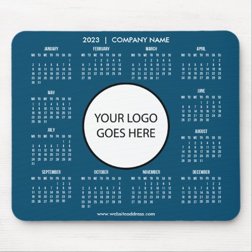 2023 Calendar Custom Company Business Logo Blue Mouse Pad