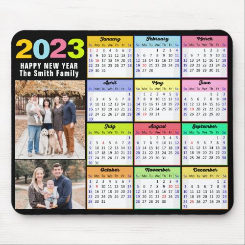 2023 Calendar Custom Family 2 Photo Modern Mouse Pad