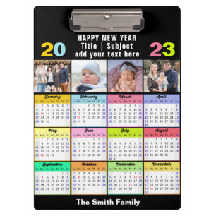 2023 Calendar Custom Family 4 Photo Modern Clipboard