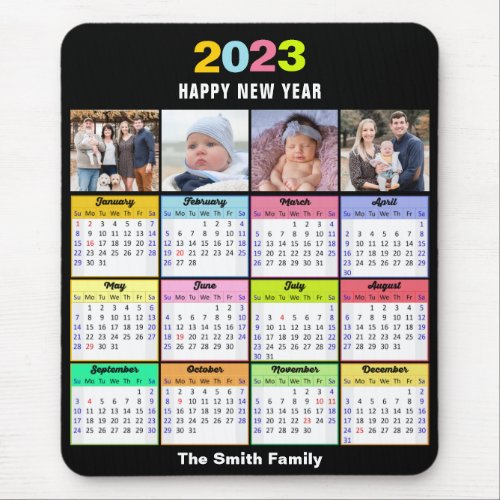 2023 Calendar Custom Family 4 Photo Modern Mouse Pad