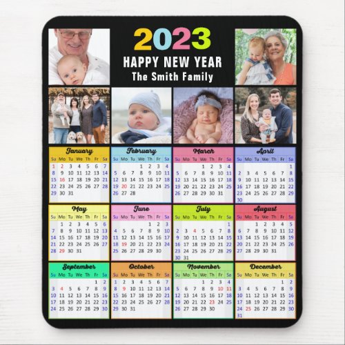 2023 Calendar Custom Family 6 Photo Modern  Mouse Pad