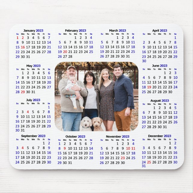 2023 Calendar Custom Photo Modern Minimalist Mouse Pad (Front)