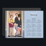 2023 Calendar Custom Photo Monogram Blue Magnet<br><div class="desc">Modern 2023 calendar magnetic card features your vertical photo on the left and your monogram and name above the black calendar on the right on a light blue background. Replace the sample image and text with your own in the sidebar. Makes a great stocking stuffer or holiday gift for family....</div>