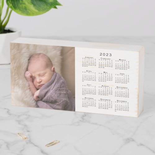 2023 Calendar Custom Photo on White Wooden Box Sign