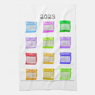 2023 Calendar Fabric Font Month Bolts of Fabric Ki Kitchen Towel