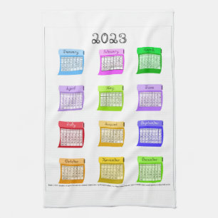 2023 Calendar Fabric Font Month Bolts of Fabric Kitchen Towel