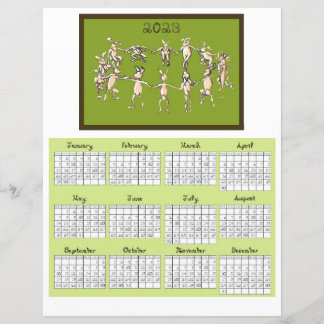 2023 Calendar Fabric Font Rabbits Dancing