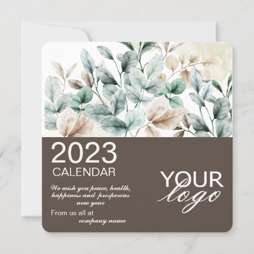2023 Calendar Floral Business Greeting with Logo 