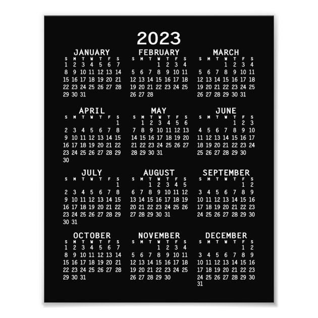 2023 Calendar Full Year View Vertical Black Photo Print Zazzle   2023 Calendar Full Year View Vertical Black Photo Print R057f7b0448da428e8da1dae8c4dc31a0 Fk9n 8byvr 630 