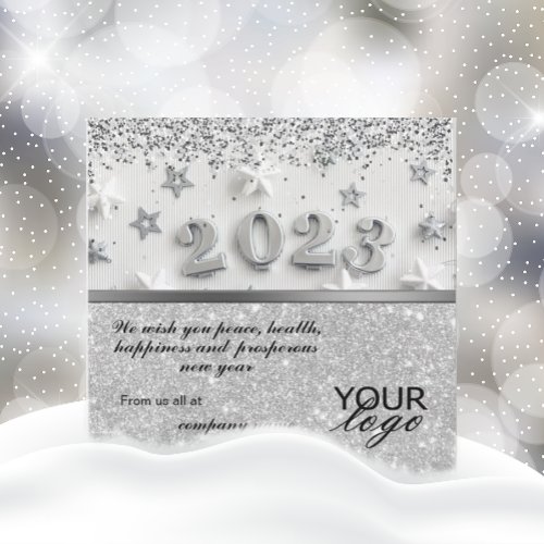 2023 Calendar Glitter Silver Greeting With Logo