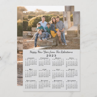 2023 Calendar Gray 2 Custom Photos Happy New Year Holiday Card