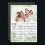 2023 Calendar Magnet Family Photo Name Green White<br><div class="desc">Create a personalized 2023 magnetic calendar with photo and green marble design. Templates make it easy to type your Family name and upload personal picture to have the same cloud shape frame around photo. This Sunday through Saturday 2023 calendar is a practical gift idea for Christmas, New Year, or any...</div>