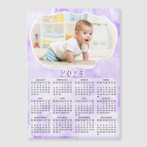 2023 Calendar Magnet Family Photo Pastel Purple