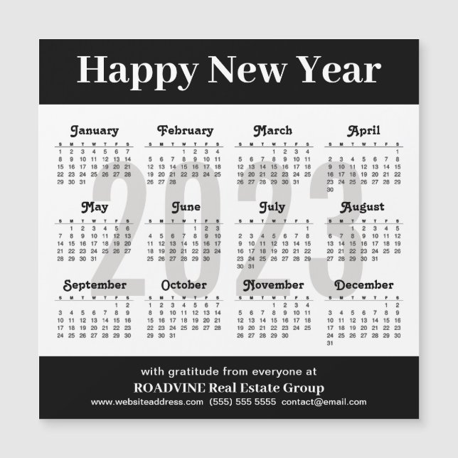 2023 Calendar Minimalist Business Magnetic Card (Front)