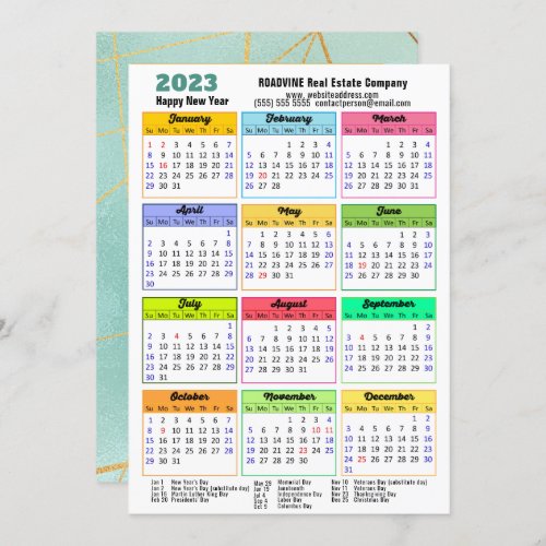 2023 Calendar Mint Green Modern Corporate Photo Holiday Card