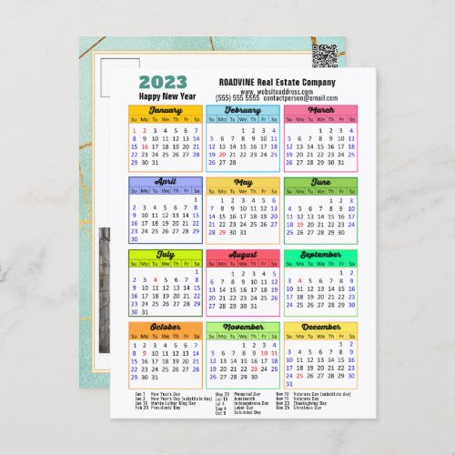 2023 Calendar Mint Green Modern Corporate Photo Postcard