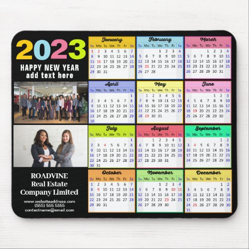 2023 Calendar Modern 2 Photo Custom Business Mouse Pad