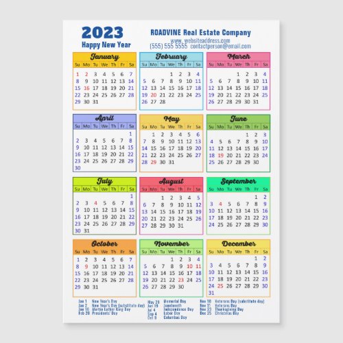 2023 Calendar Modern Blue Business Magnetic Card