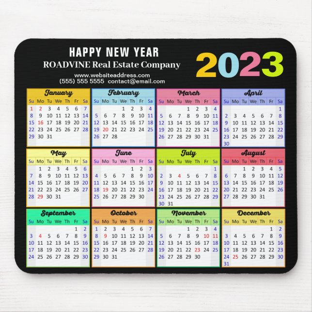 2023 Calendar Modern Colorful Custom Business Mouse Pad (Front)