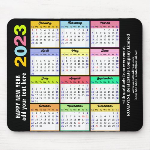 2023 Calendar Modern Colorful Custom Business Mouse Pad