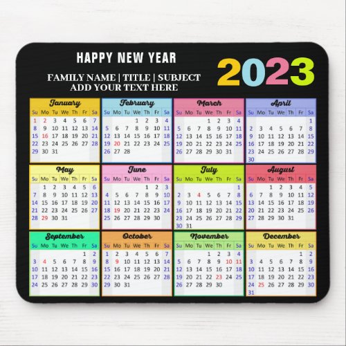 2023 Calendar Modern Custom Title Colorful Mouse Pad