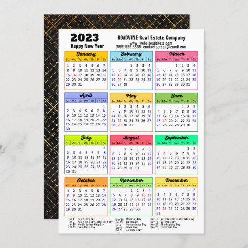 2023 Calendar Modern Script Simple Photo Business Holiday Card
