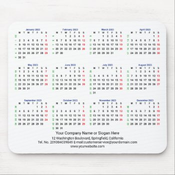 2023 Calendar Monday Start - Iso Week Mouse Pad by thepapershoppe at Zazzle