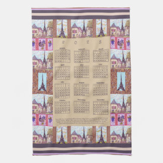 2023 Calendar Paris Eiffel Tower Pointillism Art Kitchen Towel