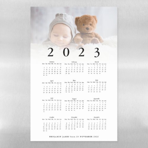 2023 Calendar Photo Baby Name Birth Announcement Magnetic Dry Erase Sheet