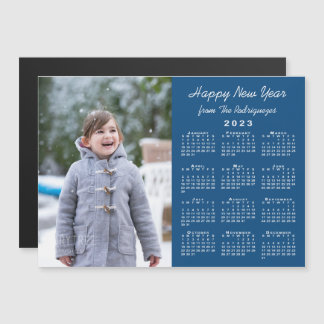 2023 Calendar Photo Happy New Year Blue Magnet