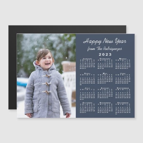 2023 Calendar Photo Happy New Year Navy Magnet