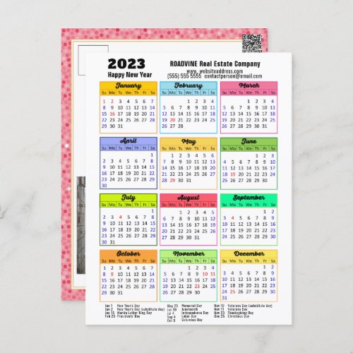 2023 Calendar Pink Glitter Modern Business Photo Postcard