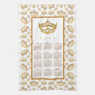 2023 Calendar Queen of Hearts Gold Crown Tiaras Kitchen Towel