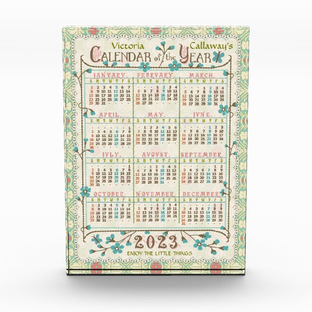2023 Calendar (See Description for Newest Version) Acrylic Award (Front)