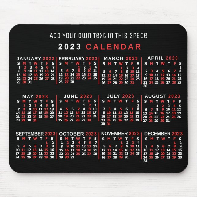 2023 Calendar (See Description for Newest Version) Mouse Pad (Front)