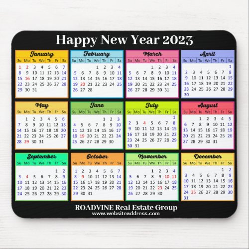 2023 Calendar Simple White Black Script Business Mouse Pad