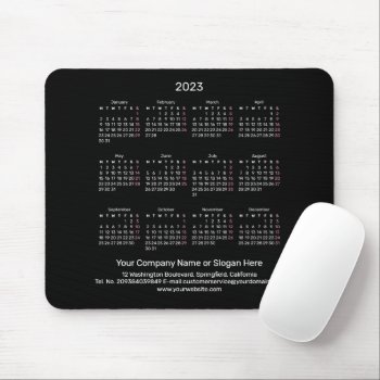 2023 Calendar Soft Black Mouse Pad by thepapershoppe at Zazzle