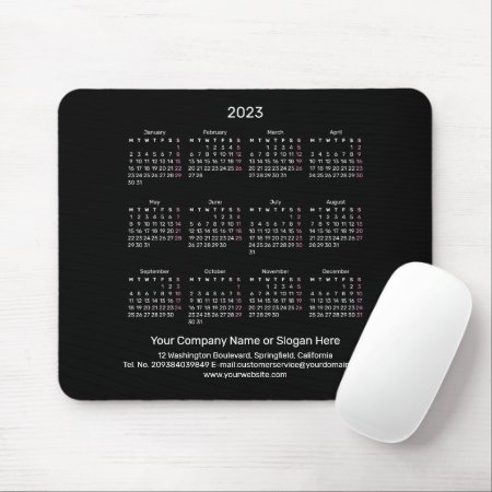2023 Calendar Soft Black Mouse Pad