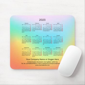 2023 Calendar Soft Pastel Gradient Monday Start Mouse Pad by thepapershoppe at Zazzle