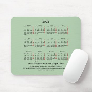 2023 Calendar Soft Pastel Green Monday Start Mouse Pad by thepapershoppe at Zazzle