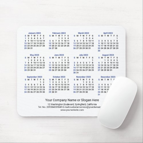 2023 Calendar SUNDAY START White Mouse Pad
