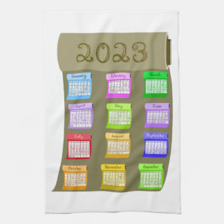 2023 calendar Taupe Fabric Bolt Bolts of Fabrics Kitchen Towel