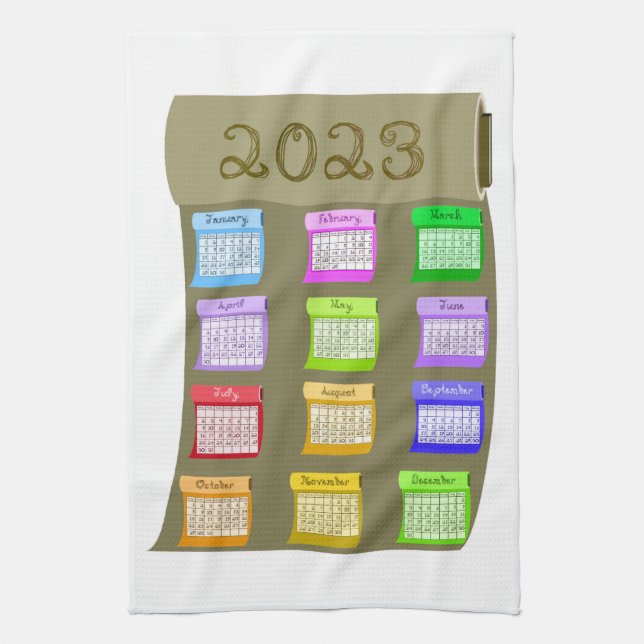 2023 calendar Taupe Fabric Bolt Bolts of Fabrics Kitchen Towel (Vertical)
