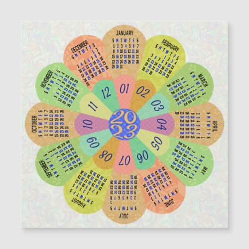 2023 Calendar Unique Boho Retro Flower Magnet