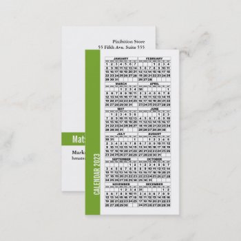 2023 Calendar Wallet Sized Business Card Green by pixibition at Zazzle