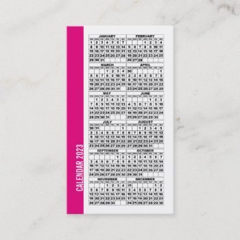 2023 Calendar Wallet Sized Business Card Pink by pixibition at Zazzle