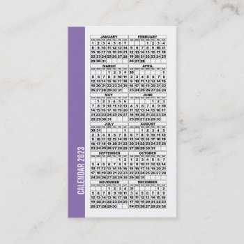2023 Calendar Wallet Sized Business Card Purple by pixibition at Zazzle