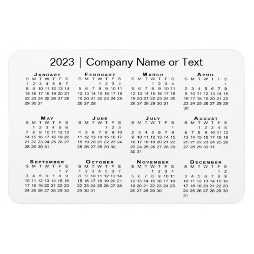 2023 Calendar with Custom Text White Magnet
