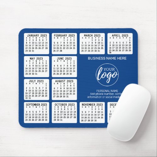 2023 Calendar with logo Contact Information Blue Mouse Pad