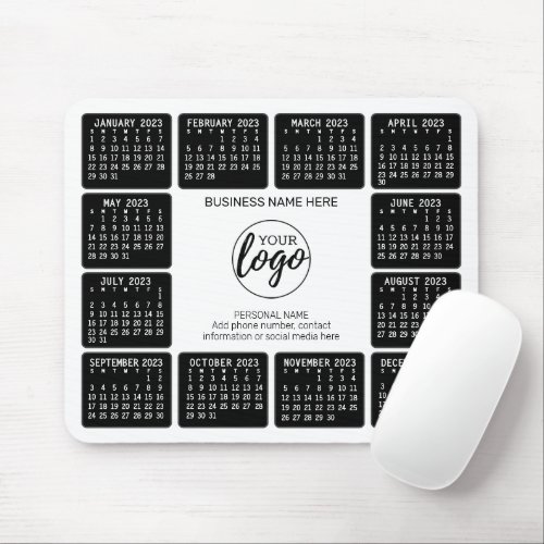 2023 Calendar with logo Contact Information White Mouse Pad